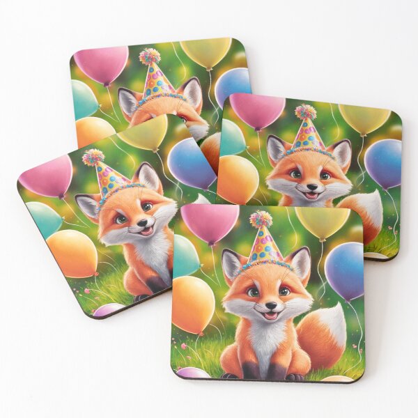 Item preview, Birthday Celebration. Birthday Fox. Adorable fox, birthday balloons, watercolor fox, fox drawing, floral fox designed and sold by FoxVibes.