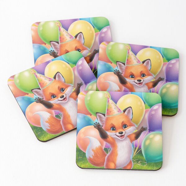 Item preview, Birthday Celebration. Birthday Fox. Adorable fox, birthday balloons, watercolor fox, fox drawing, floral fox designed and sold by FoxVibes.