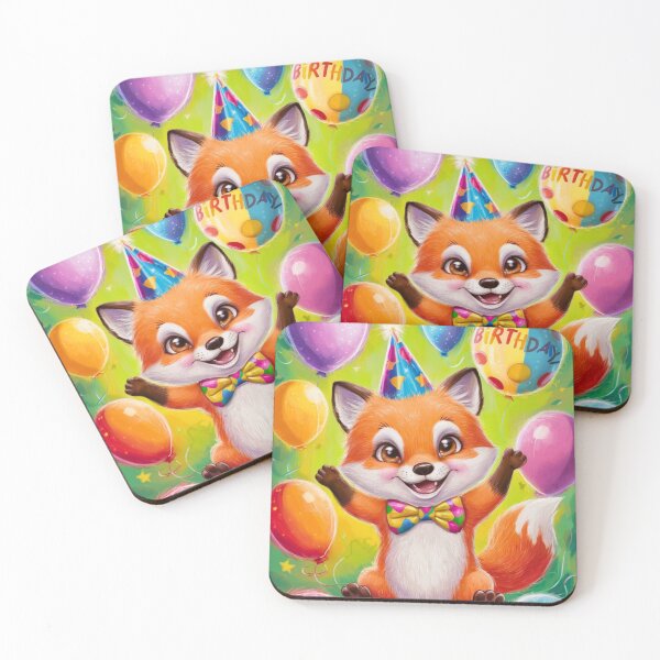 Item preview, Birthday Celebration. Birthday Fox. Adorable fox, birthday balloons, watercolor fox, fox drawing, floral fox designed and sold by FoxVibes.