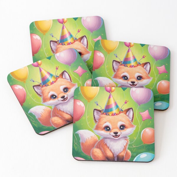 Item preview, Birthday Celebration. Birthday Fox. Adorable fox, birthday balloons, watercolor fox, fox drawing, floral fox designed and sold by FoxVibes.