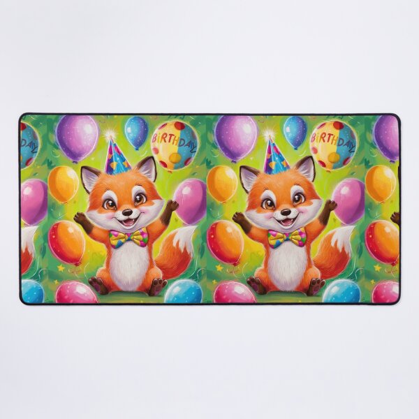 Item preview, Birthday Celebration. Birthday Fox. Adorable fox, birthday balloons, watercolor fox, fox drawing, floral fox designed and sold by FoxVibes.