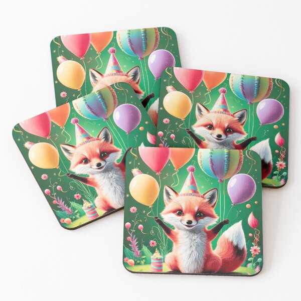 Item preview, Birthday Celebration. Birthday Fox. Adorable fox, birthday balloons, watercolor fox, fox drawing, floral fox designed and sold by FoxVibes.
