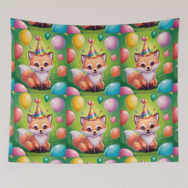 Item preview, Birthday Celebration. Birthday Fox. Adorable fox, birthday balloons, watercolor fox, fox drawing, floral fox designed and sold by FoxVibes.
