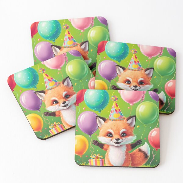 Item preview, Birthday Celebration. Birthday Fox. Adorable fox, birthday balloons, watercolor fox, fox drawing, floral fox designed and sold by FoxVibes.