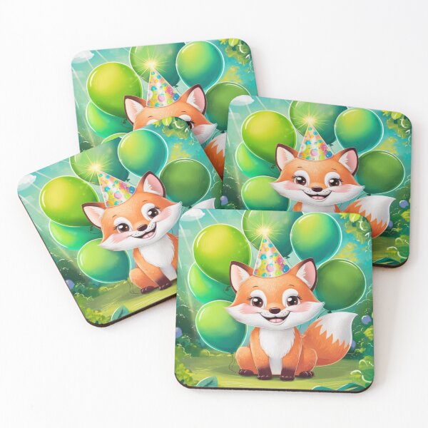 Item preview, Birthday Celebration. Birthday Fox. Adorable fox, birthday balloons, watercolor fox, fox drawing, floral fox designed and sold by FoxVibes.