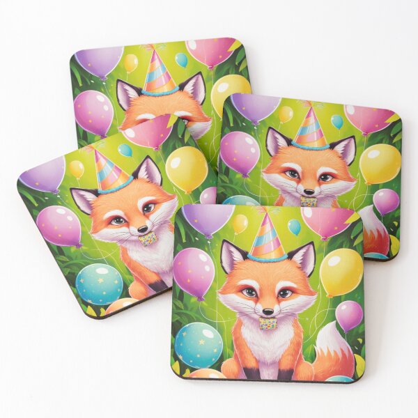 Item preview, Birthday Celebration. Birthday Fox. Adorable fox, birthday balloons, watercolor fox, fox drawing, floral fox designed and sold by FoxVibes.