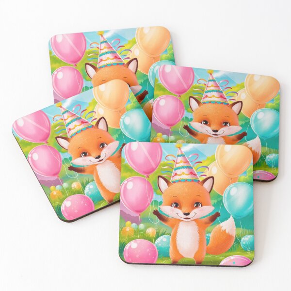 Item preview, Birthday Celebration. Birthday Fox. Adorable fox, birthday balloons, watercolor fox, fox drawing, floral fox designed and sold by FoxVibes.