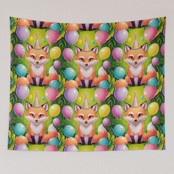 Item preview, Birthday Celebration. Birthday Fox. Adorable fox, birthday balloons, watercolor fox, fox drawing, floral fox designed and sold by FoxVibes.