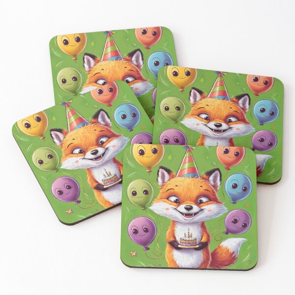 Item preview, Birthday Celebration. Birthday Fox. Adorable fox, birthday balloons, watercolor fox, fox drawing, floral fox designed and sold by FoxVibes.