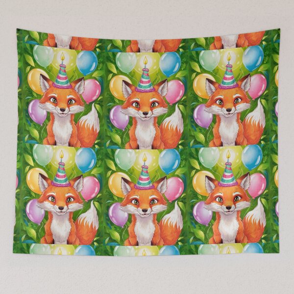 Item preview, Birthday Celebration. Birthday Fox. Adorable fox, birthday balloons, watercolor fox, fox drawing, floral fox designed and sold by FoxVibes.