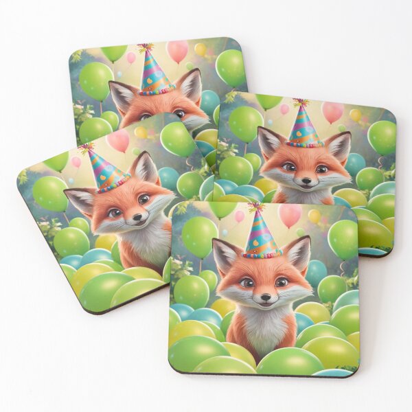 Item preview, Birthday Celebration. Birthday Fox. Adorable fox, birthday balloons, watercolor fox, fox drawing, floral fox designed and sold by FoxVibes.