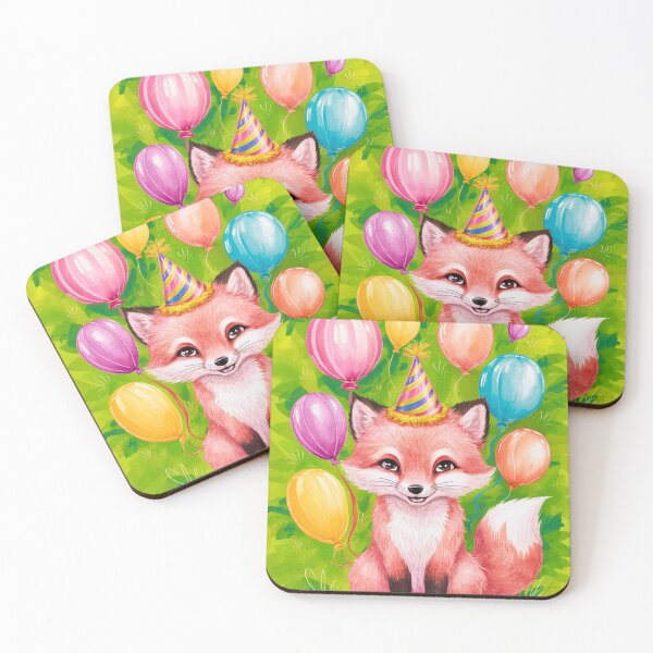 Item preview, Birthday Celebration. Birthday Fox. Adorable fox, birthday balloons, watercolor fox, fox drawing, floral fox designed and sold by FoxVibes.