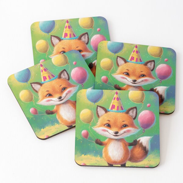 Item preview, Birthday Celebration. Birthday Fox. Adorable fox, birthday balloons, watercolor fox, fox drawing, floral fox designed and sold by FoxVibes.