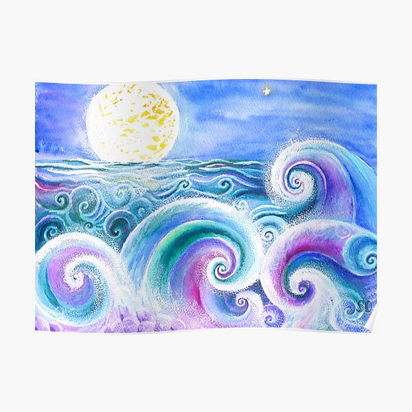 Fibonacci's Wave, Ocean Art. Poster