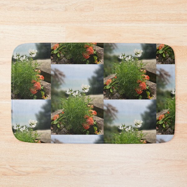Item preview, White and orange field flower flowers tapestry wildflowers  photography designed and sold by Coolparrotgirl.