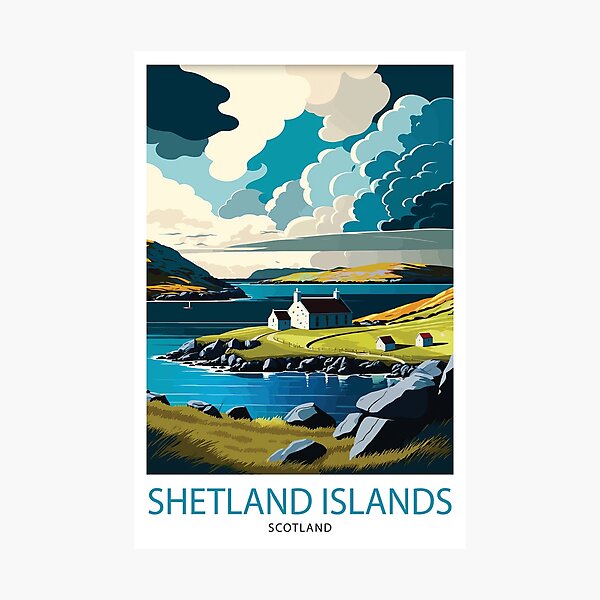 Item preview, Shetland Islands Travel Print Scotland Wall Art Shetland Islands Decor Scotland Illustration Travel Poster Gift for Travelers designed and sold by banstore71.