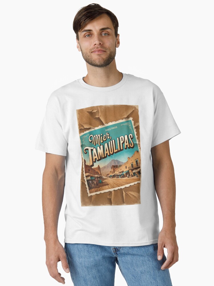 Thumbnail 1 of 7, Classic T-Shirt, Mier Tamaulipas Mexico Magic Town Postcard Vintage Travel designed and sold by MangaWorld4All.