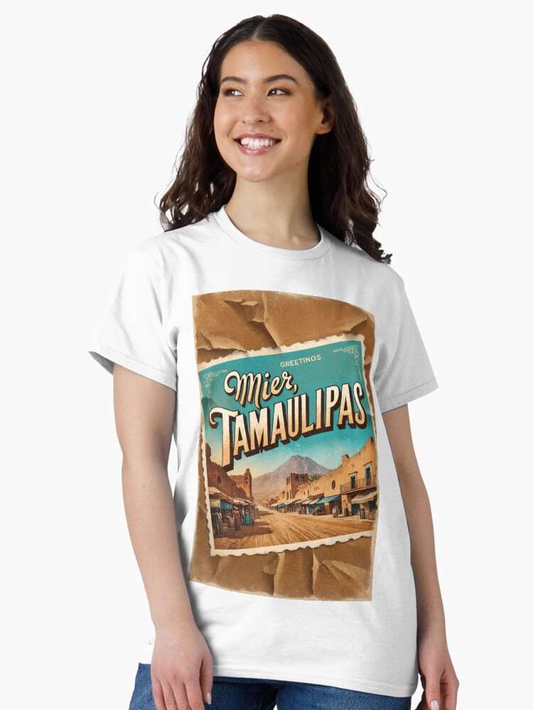 Thumbnail 2 of 7, Classic T-Shirt, Mier Tamaulipas Mexico Magic Town Postcard Vintage Travel designed and sold by MangaWorld4All.