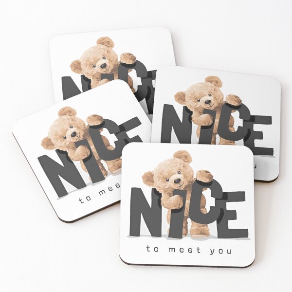 Item preview, Nice to meet you slogan with standing bear doll designed and sold by TATE150.