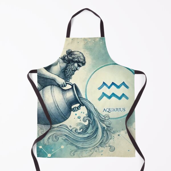 Item preview, Dynamic Aquarius Water Bearer Watercolor Zodiac Print designed and sold by UniqueCraftsnCo.