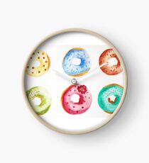 Donuts watercolor illustration Clock