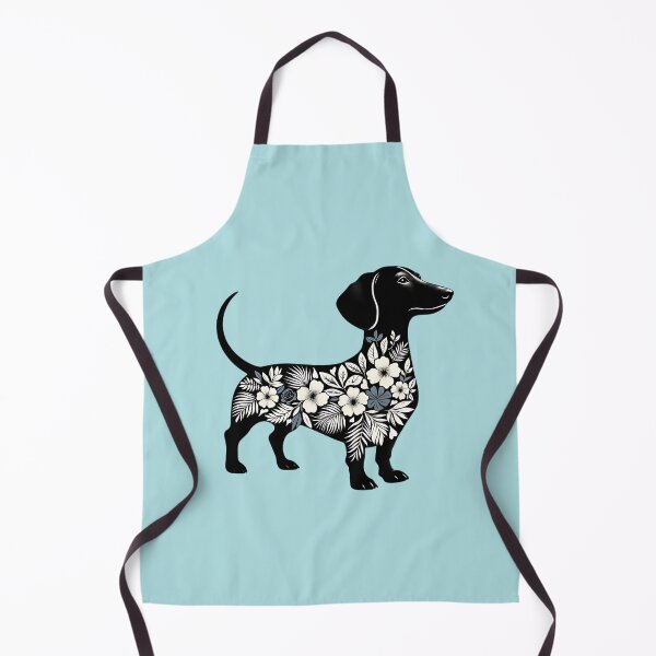 Item preview, Dachshund silhouette and colorful tropical flowers, dachshund lovers, gift for dachshund lovers designed and sold by Collagedream.