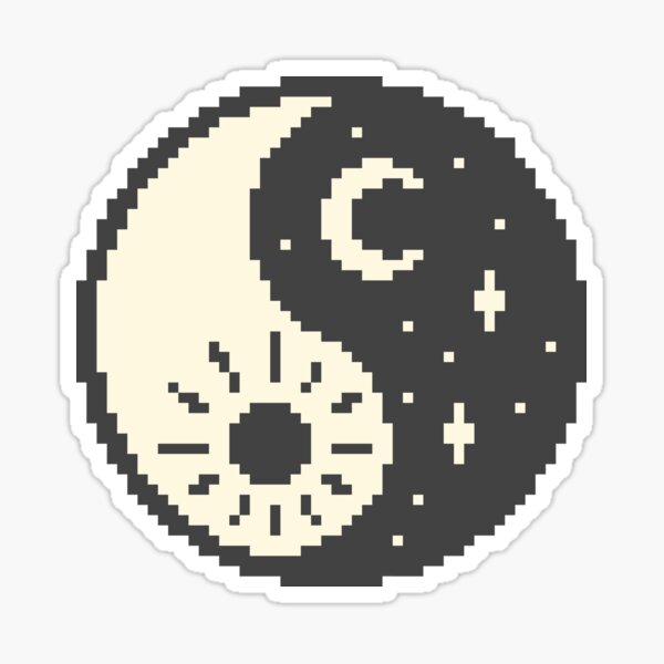 Vista previa del artículo con la obra «Pixel Yin Yang Sol y Luna», diseñado y vendido por Alieren Buz.