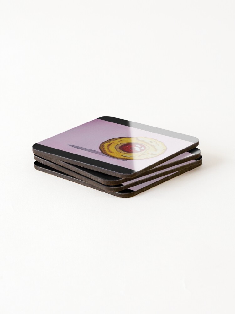 Thumbnail 4 of 5, Coasters (Set of 4), Turmeric / Raspberry thumbprint  designed and sold by ImitationArt.