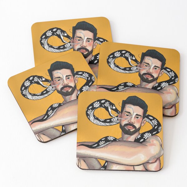 Item preview, Boy Sitting with Black Snake and Yellow Background designed and sold by benja-08.