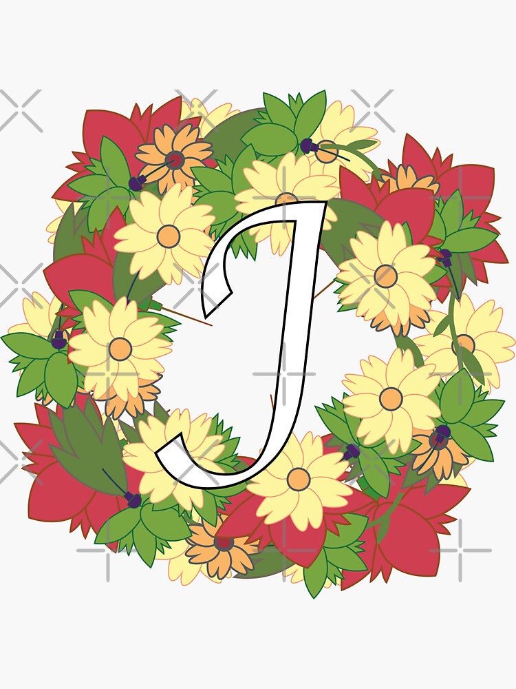 "Personalized Flower Design Names Beginning with J" Sticker by