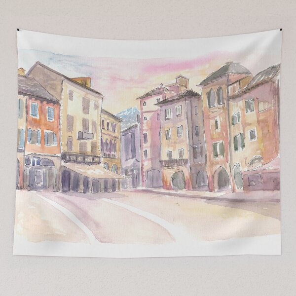 Item preview, Domodossola and romantic Piazza Mercato in Piedmont Italy designed and sold by artshop77.
