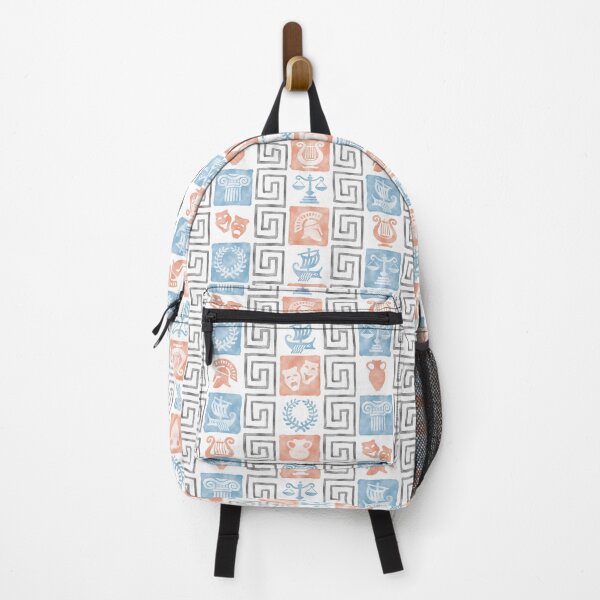 Item preview, Watercolor Greek pattern. Hand painted illustration in terracotta and blue colors. designed and sold by PolpoDesign.