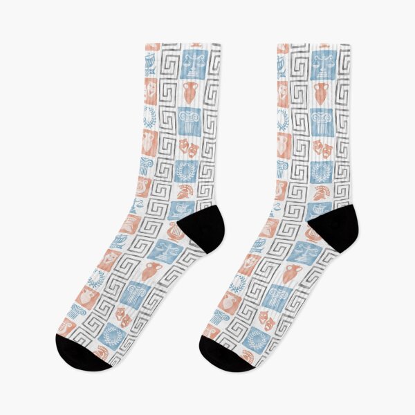 Item preview, Watercolor Greek pattern. Hand painted illustration in terracotta and blue colors. designed and sold by PolpoDesign.
