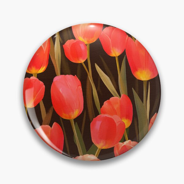 Item preview, Watercolor Red Tulips pattern on dark green designed and sold by DariyaDell.