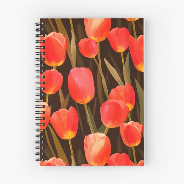 Item preview, Watercolor Red Tulips pattern on dark green designed and sold by DariyaDell.