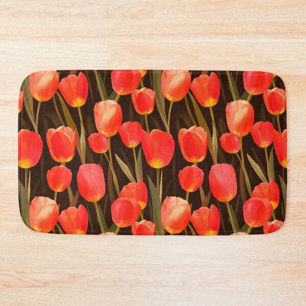 Item preview, Watercolor Red Tulips pattern on dark green designed and sold by DariyaDell.