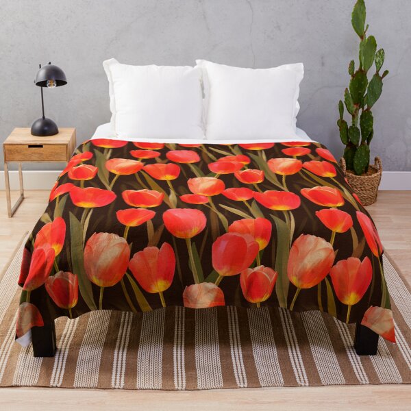 Item preview, Watercolor Red Tulips pattern on dark green designed and sold by DariyaDell.