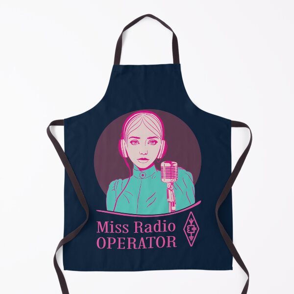 Item preview, Miss Radio Operator - pink cyan beige on dark (dark blue) designed and sold by tuzlay.