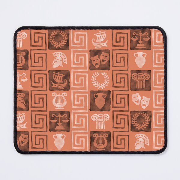 Item preview, Watercolor Greek pattern. Hand painted illustration in terracotta, black and white colors. designed and sold by PolpoDesign.