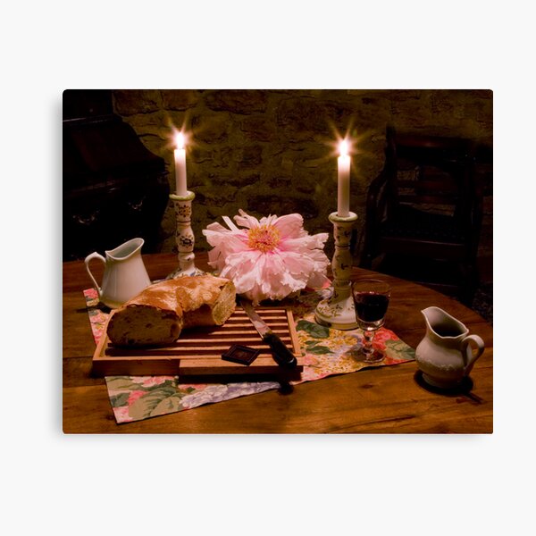 Bread, Wine, and Peony Canvas Print