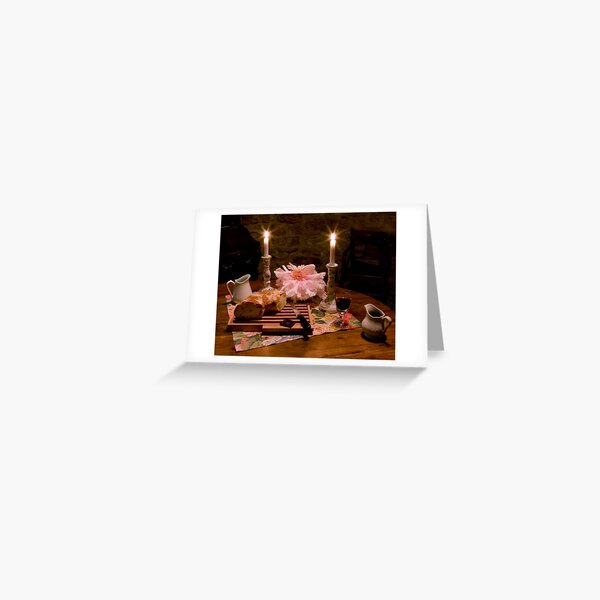 Bread, Wine, and Peony Greeting Card