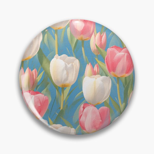 Item preview, Watercolor Red Tulips pattern on blue designed and sold by DariyaDell.