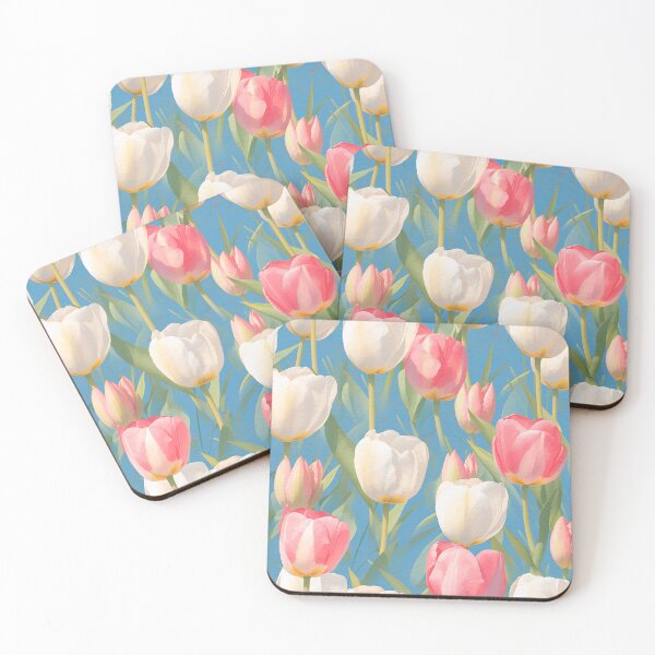 Item preview, Watercolor Red Tulips pattern on blue designed and sold by DariyaDell.