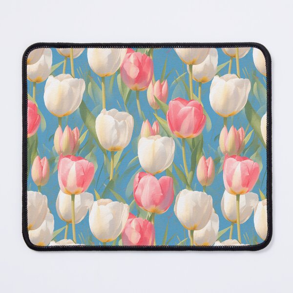 Item preview, Watercolor Red Tulips pattern on blue designed and sold by DariyaDell.