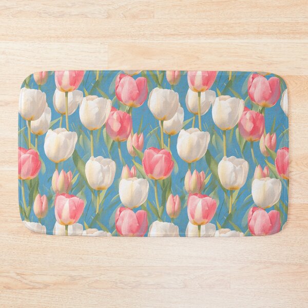 Item preview, Watercolor Red Tulips pattern on blue designed and sold by DariyaDell.