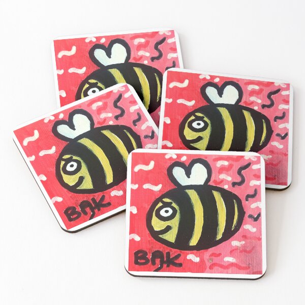 Item preview, Cute Bee Illustration on Red Background designed and sold by MonanaPaveliani.