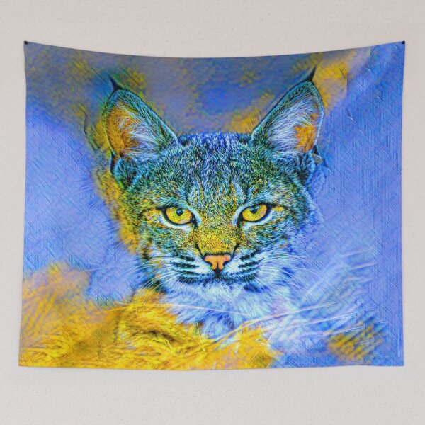 Item preview, WILD CAT IN CORN FIELD - DAY - BLUE AND YELLOW designed and sold by Most1234.