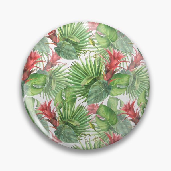 Item preview, Bouquet of tropical leaves and flowers, bud palm, caladium. Seamless pattern Watercolor illustration designed and sold by BartolArt.