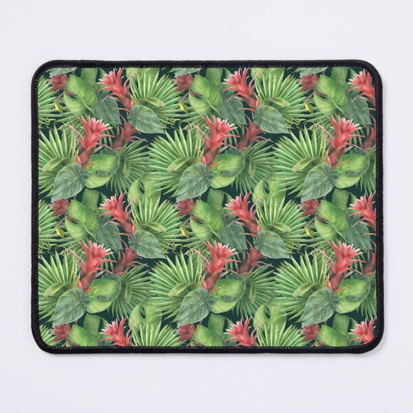 Item preview, Bouquet of tropical leaves and flowers, bud palm, caladium. Seamless pattern Watercolor illustration designed and sold by BartolArt.