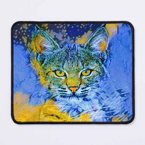 Item preview, WILD CAT IN CORN FIELD - NIGHT - BLUE  AND YELLOW designed and sold by Most1234.